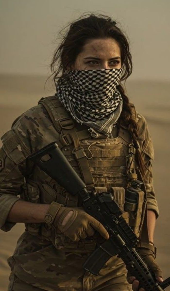 Army girl DP close-up pose