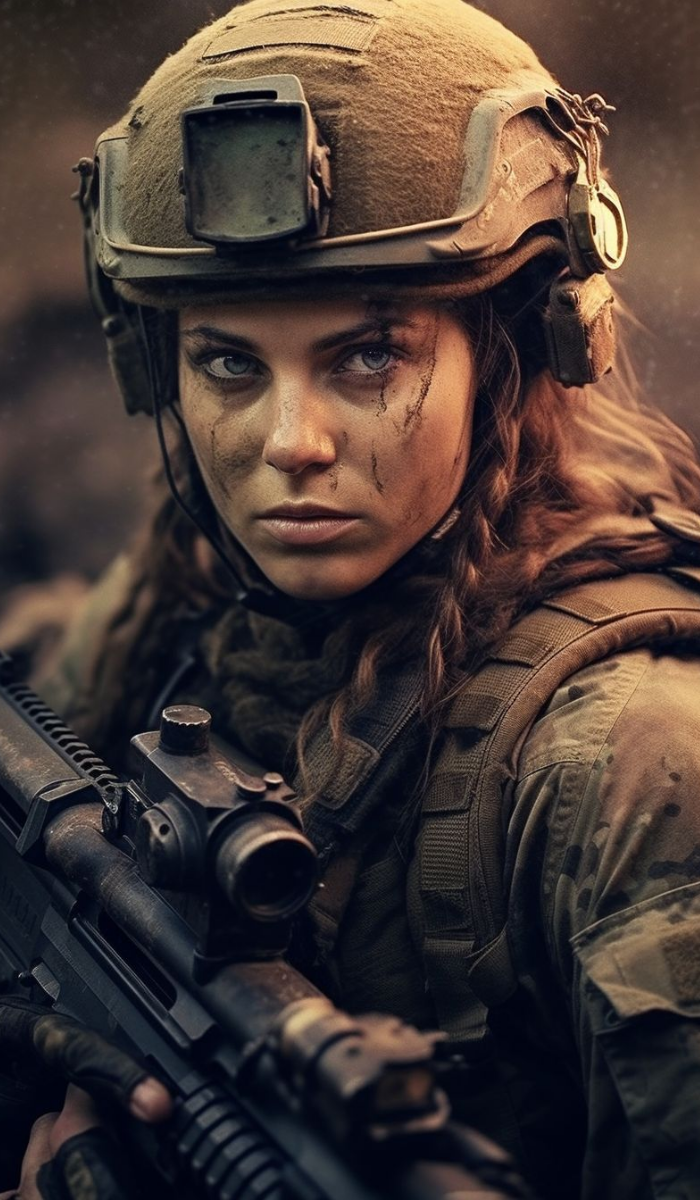 Army girl DP moody background