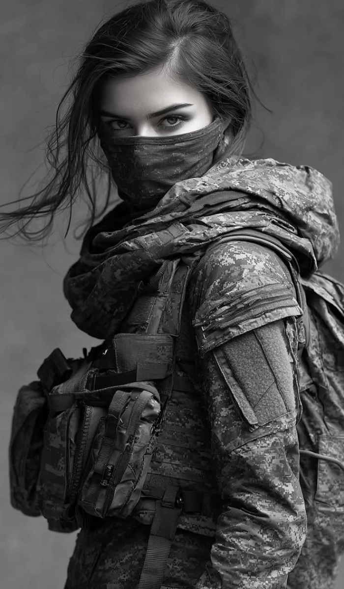 Army girl DP neon effect edit