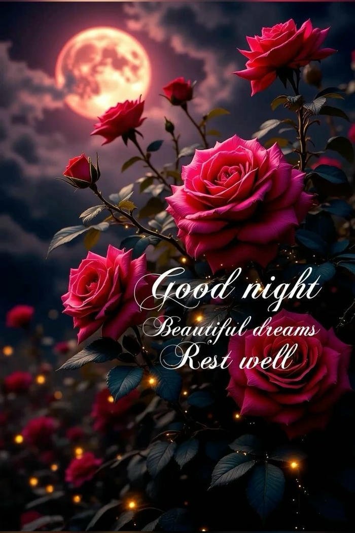 beautiful rose flower good night
