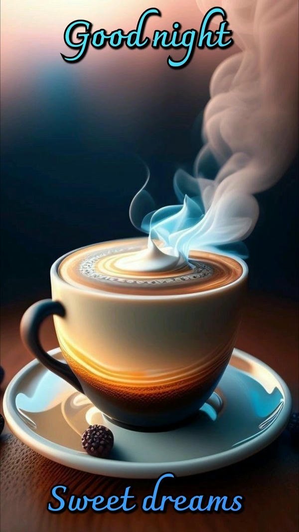 good evening coffee with warm smile