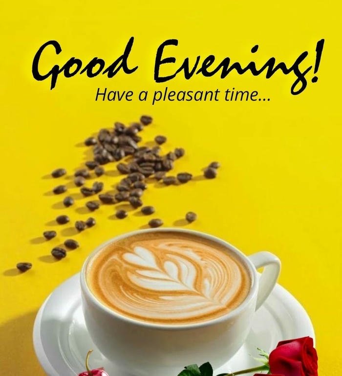 good evening images with tea and sunset