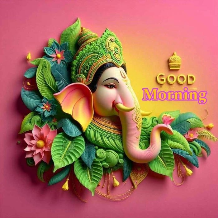 good morning budhwar photo with flowers in hand