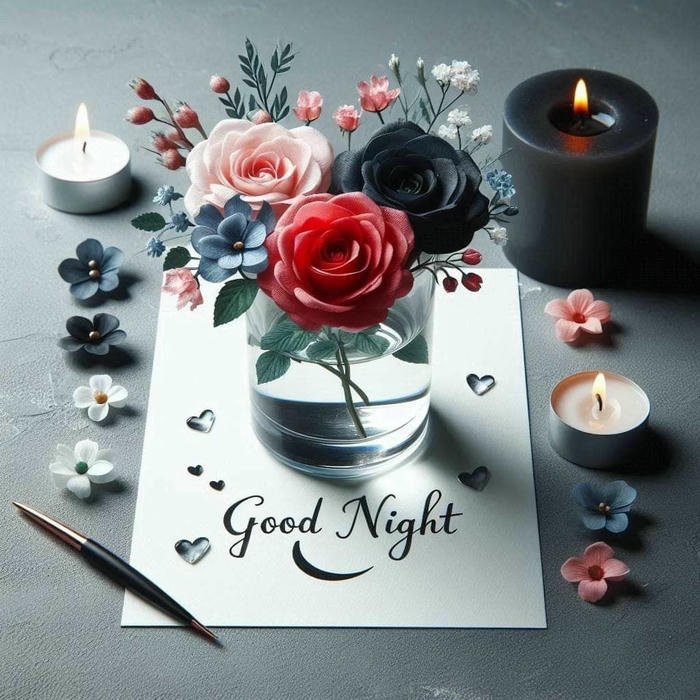 good night pink rose images