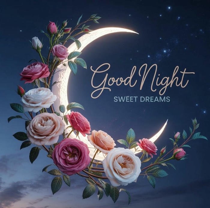 good night red rose image