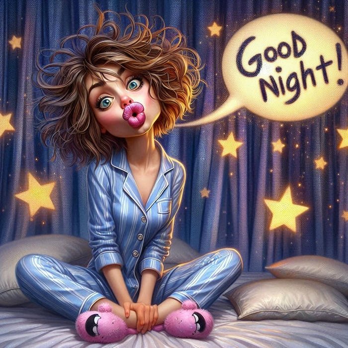 good night with funny image