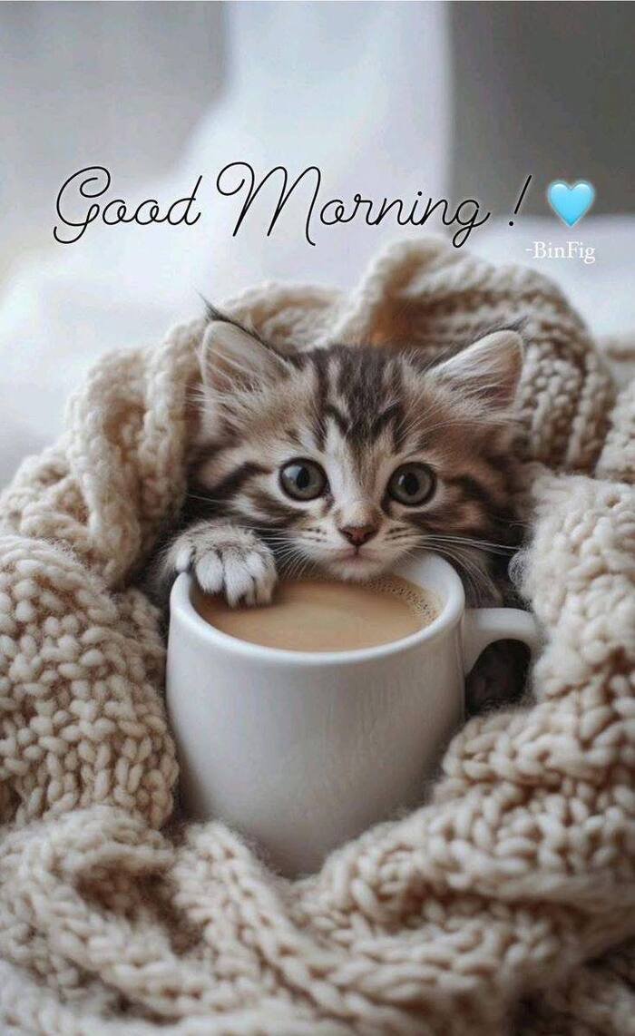 good morning cat images full