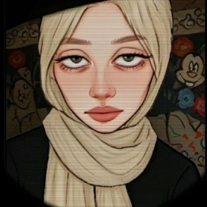 hijab cartoon dp full