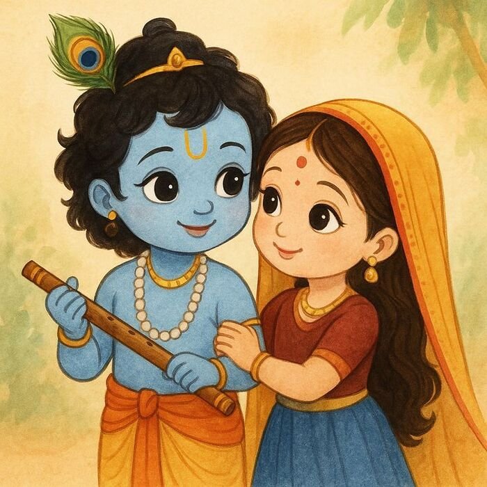 radha krishna cartoon dp 3d