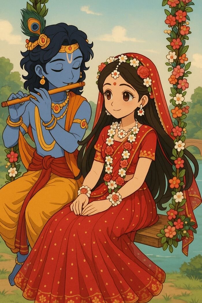 radha krishna cartoon dp 3k full