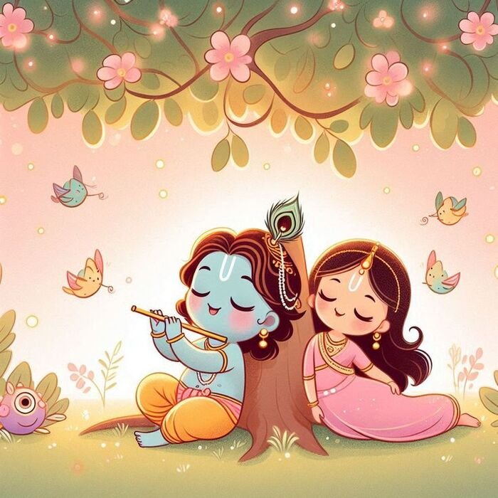 radha krishna cartoon dp 3k