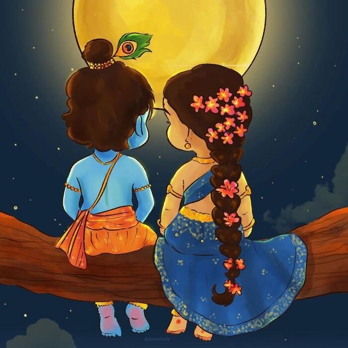 radha krishna cartoon dp 4d full