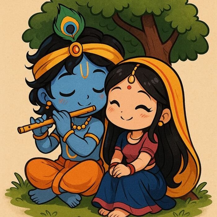 radha krishna cartoon dp 4k full