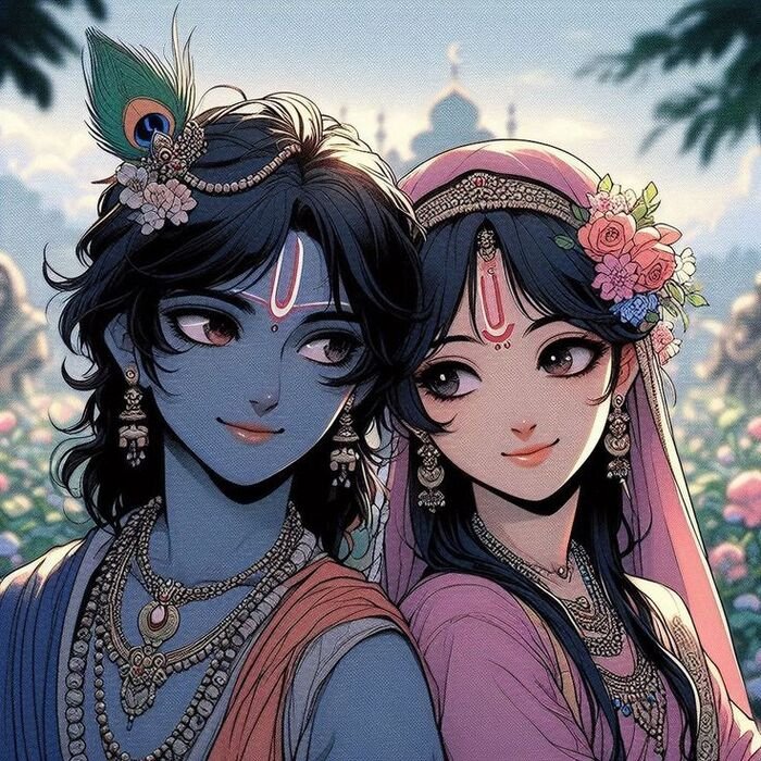 radha krishna cartoon dp 4k