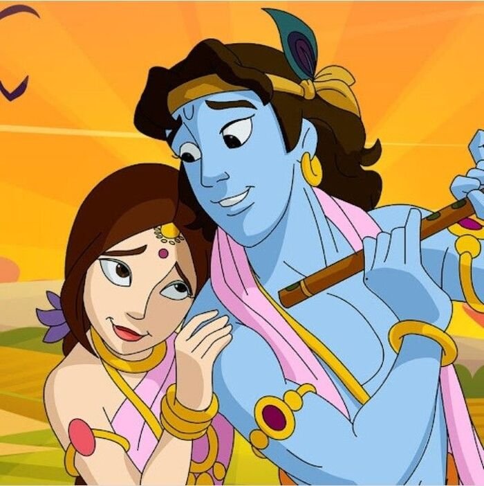radha krishna cartoon dp 5d full