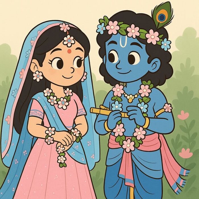 radha krishna cartoon dp 5d