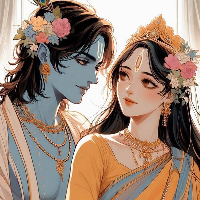radha krishna cartoon dp 5k full