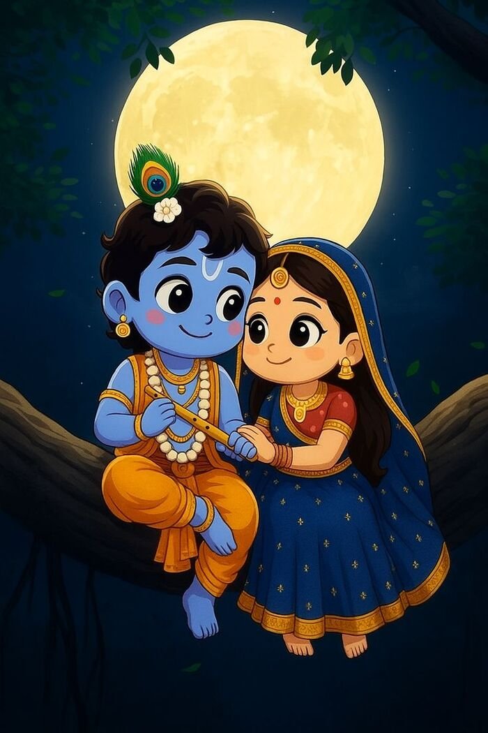 radha krishna cartoon dp 5k
