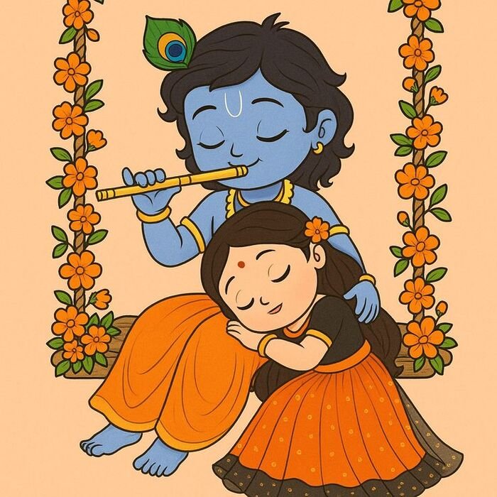 radha krishna cartoon dp hd full