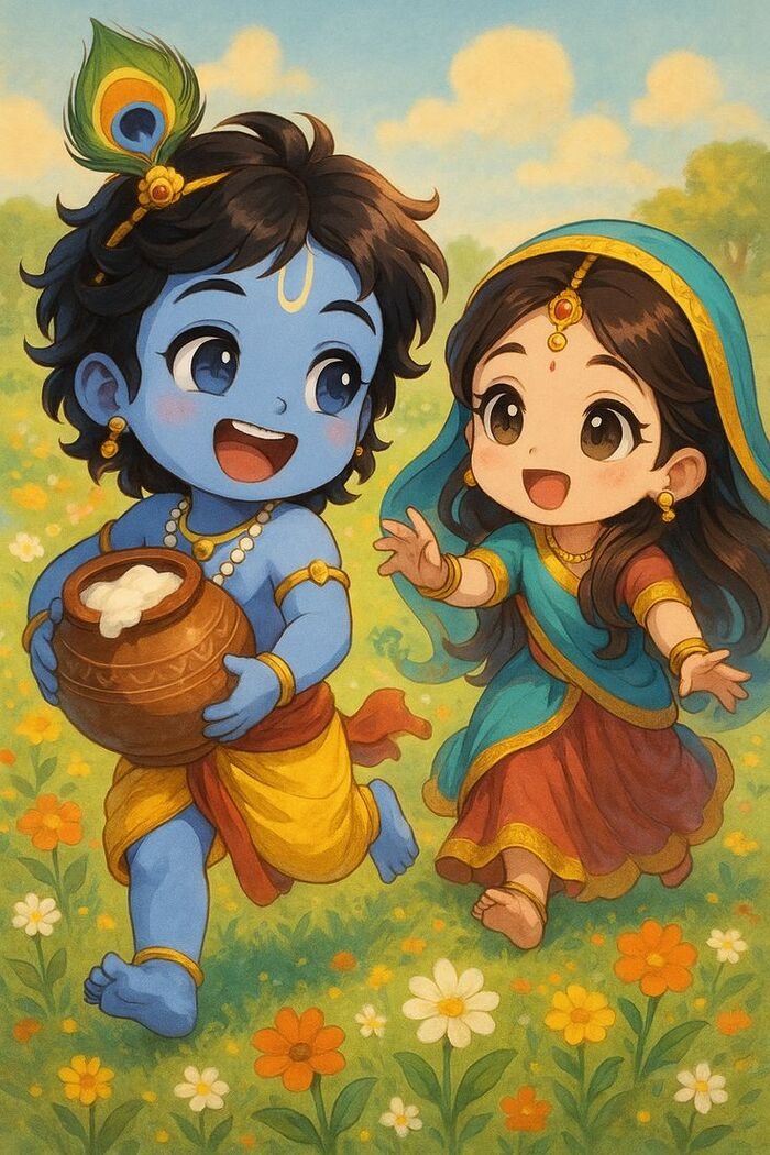 radha krishna cartoon dp nice 3k full