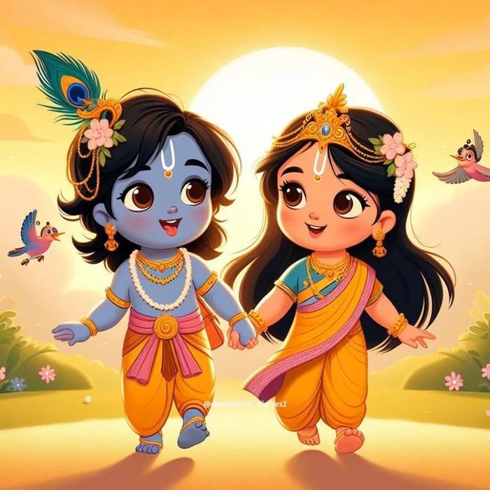 radha krishna cartoon dp nice 4d