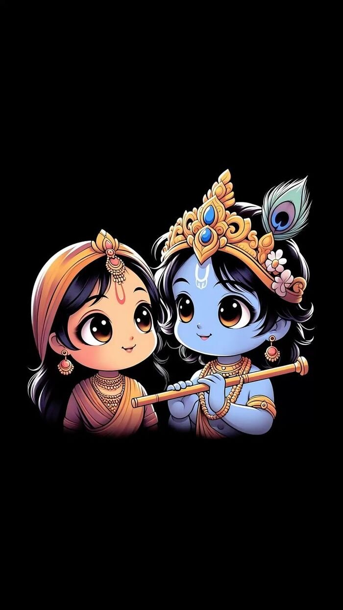 radha krishna cartoon dp nice